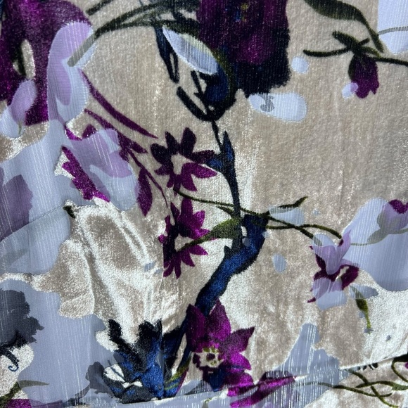 Soft Surroundings Annika Velvet Aster Grey Floral Midi Dress, Small - Picture 5 of 12